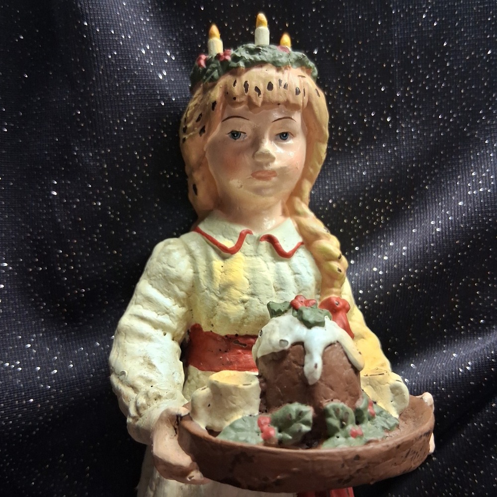 Vtg Bethany Lowe St Lucia Christmas Figurine Girl Candle Crown Pudding RARE HTF
